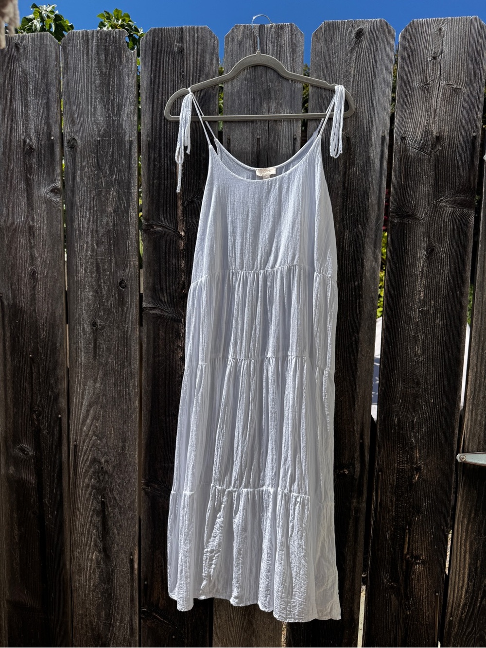 GAP White Tie-Shoulder Tiered Maxi Dress Coverup Sheer Nightgown